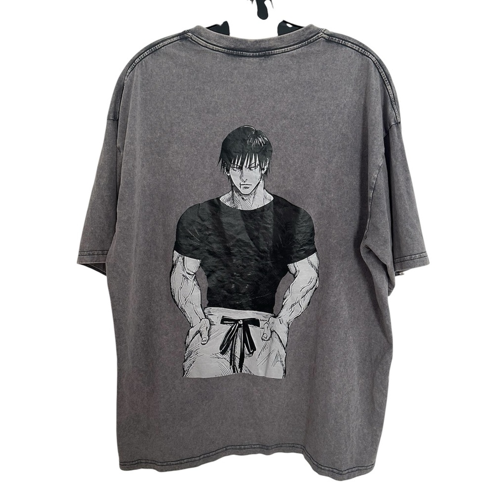 Toji Fushiguro Graphic Tee XL Jujutsu Kaisen Stone Wash Gray EUC